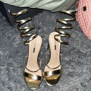Fashion Nova Gold Strappy Heels
